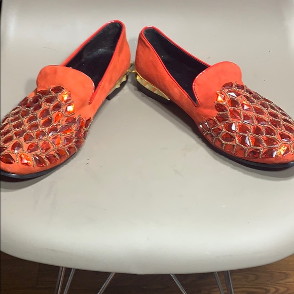 Fiesso red suede / ruby gold stoned slip on -10 - Picture 5 of 10